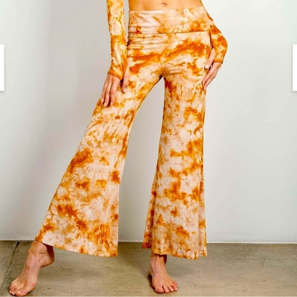 JALA Bhakti Yoga Wide Leg Pant Rust Dye Size XL NEW - Picture 4 of 6